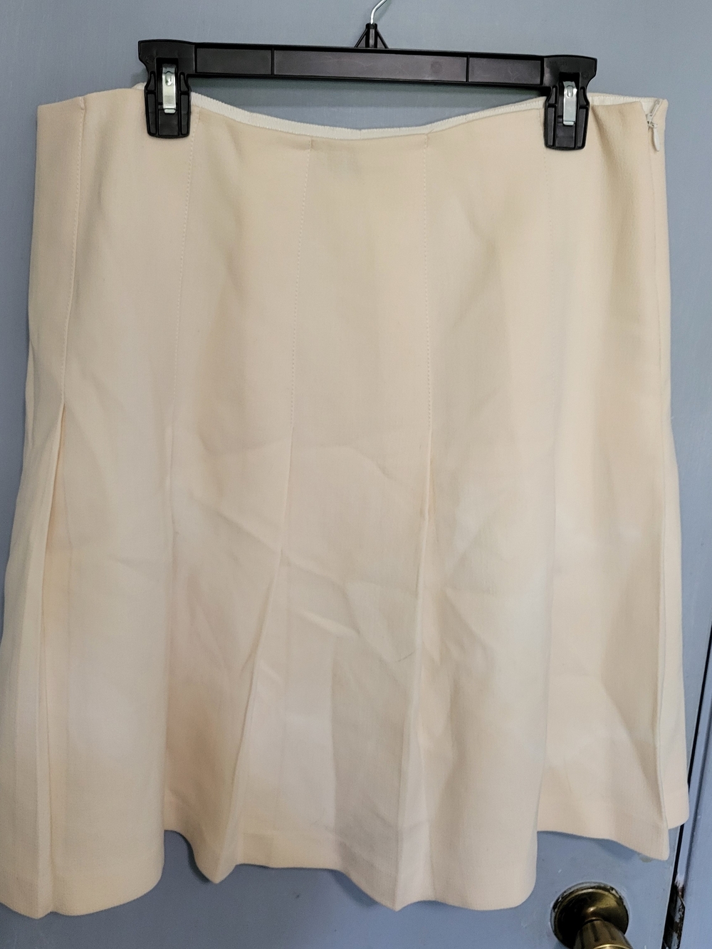Lafayette 148 New York Cream A-Line Skirt Size 12 Pleated Wool